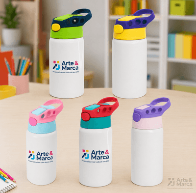 Squeeze de Alumínio Branco 500ml com Bico Autom. - Diversas cores