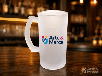 Caneca de Chopp Vidro Jateada Reta 460ml