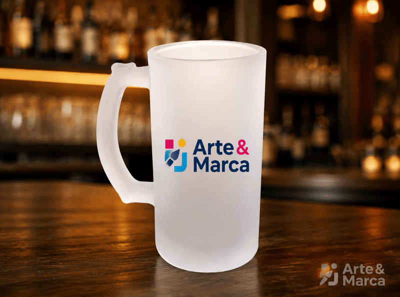 Caneca de Chopp Vidro Jateada Reta 460ml